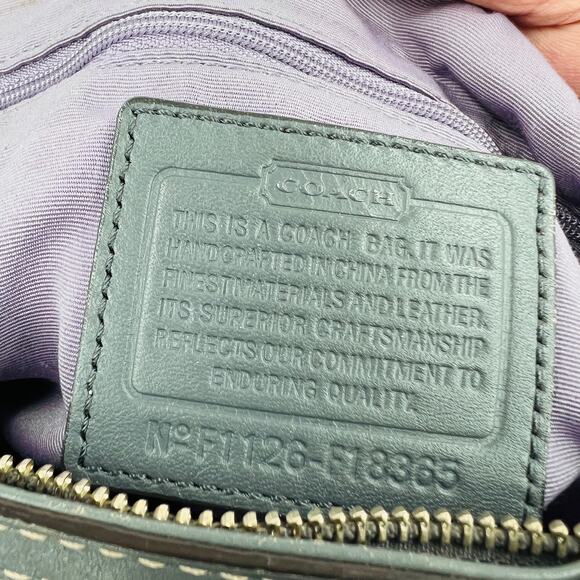 Coach gray signature stripe canvas leather tote shoulder bag purse F1126-F18365 - Picture 12 of 14